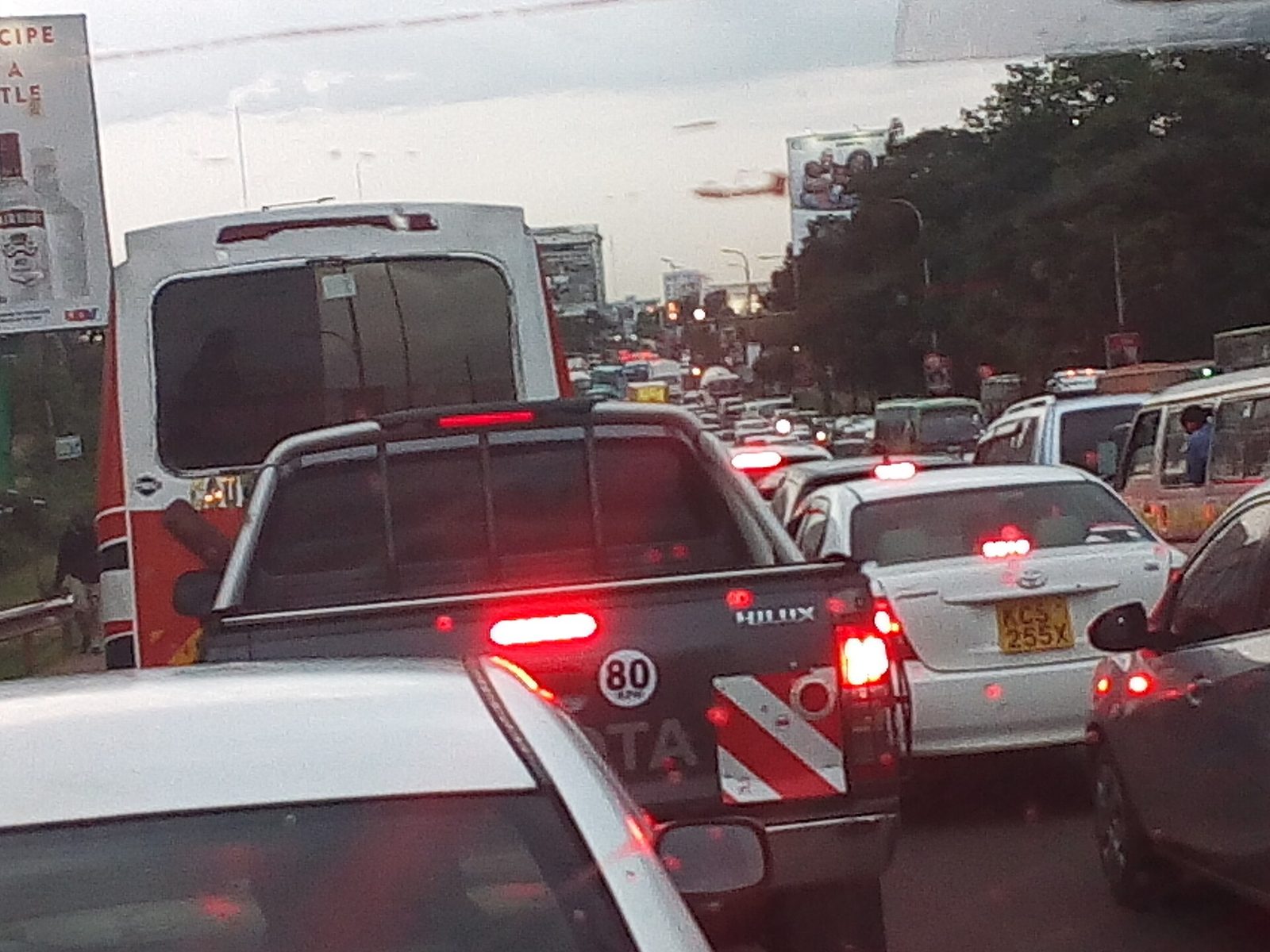 A traffic jam on a Nairobi road