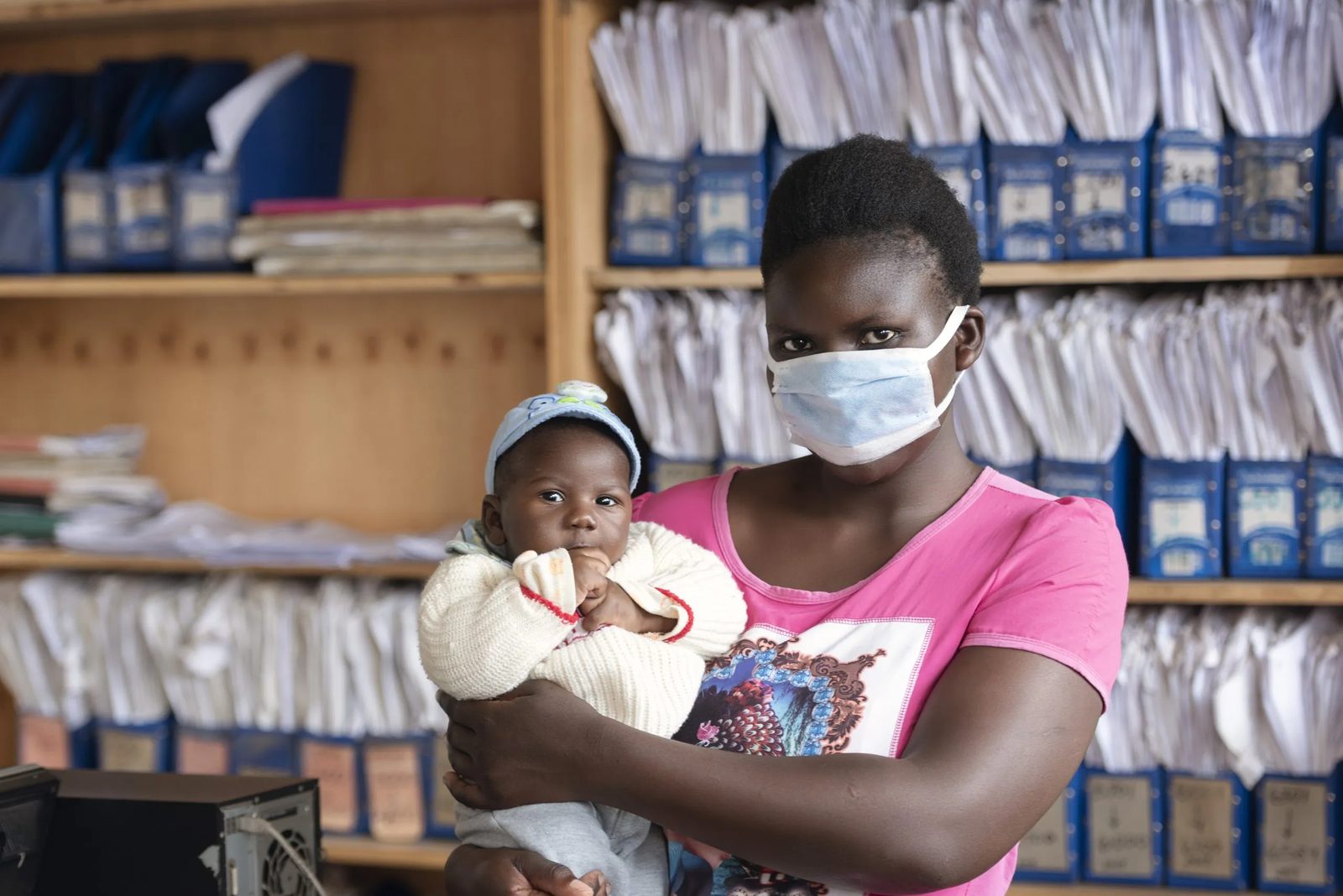 A mother with her baby at a Nairobi health centre